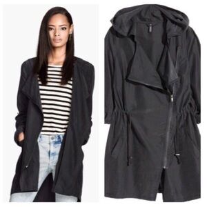 H&M Olive Green Lightweight Parka Diagonal Zip size 2